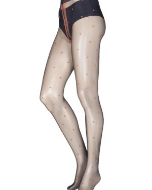 1 Pair Orange Anguria Spotted Tights Ladies Small - Trasparenze