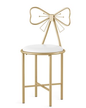 1 Velvet Dressing Makeup Vanity Stool Bow Knot Makeup Chair White