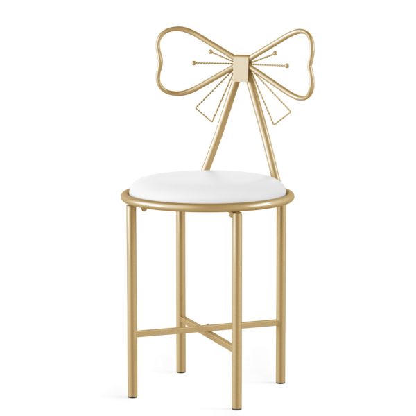 1 Velvet Dressing Makeup Vanity Stool Bow Knot Makeup Chair White