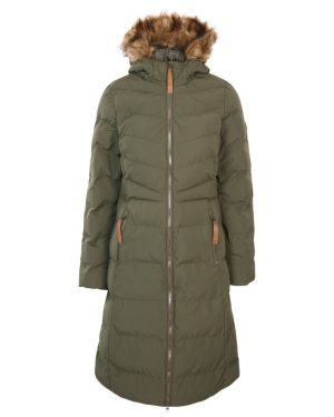 (10, Dark Vine) Trespass Womens Padded Jacket Long Length Audrey X