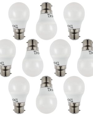 10 Pack of 5.2 Watt LED B22 Bayonet Cap Golf Ball Light Bulb - Cool White