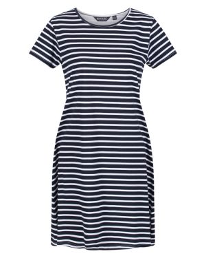 (10 UK, Navy/White) Regatta Womens/Ladies Balia Stripe Swing Dress
