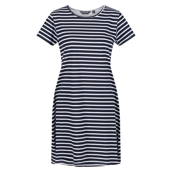 (10 UK, Navy/White) Regatta Womens/Ladies Balia Stripe Swing Dress