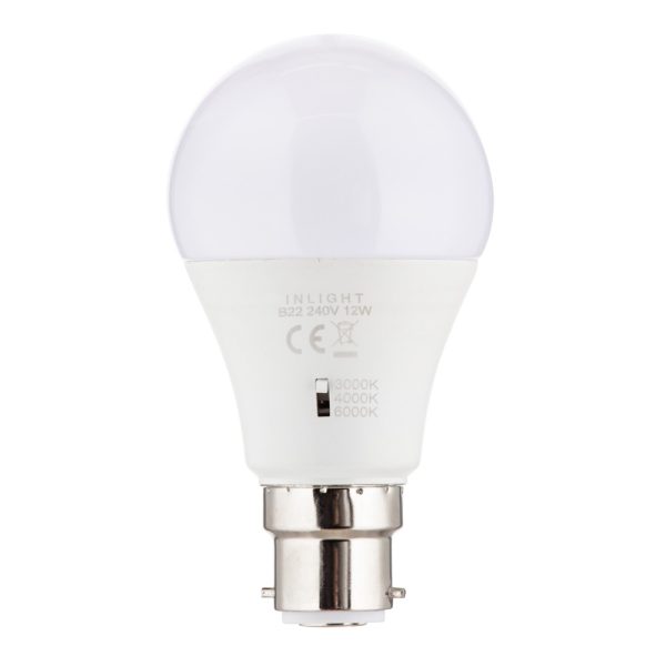 12 Watt LED B22 Bayonet Cap GLS CCT Light Bulb - Warm to Cool White