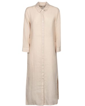 120% Lino Sand Linen Shirt Dress