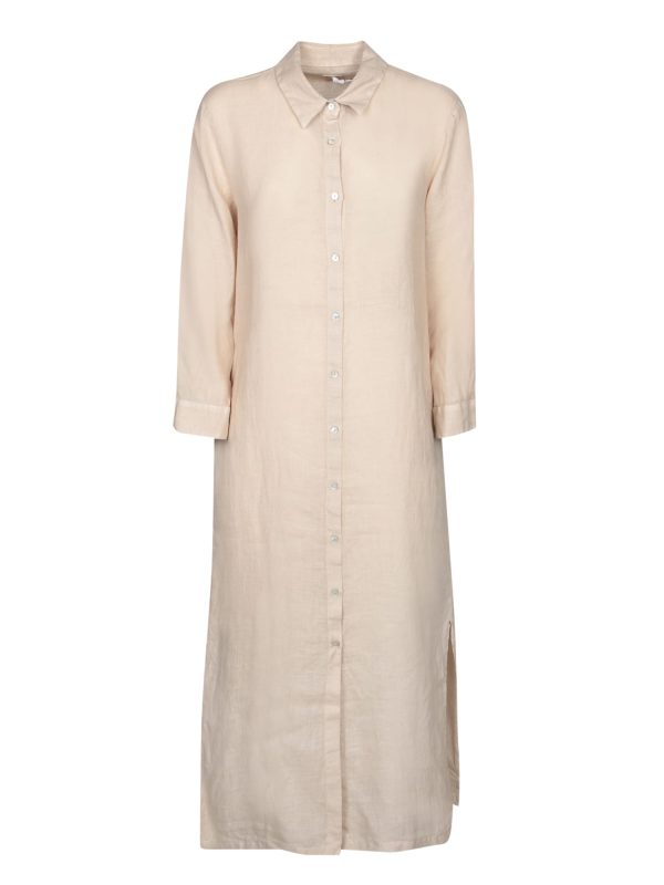 120% Lino Sand Linen Shirt Dress