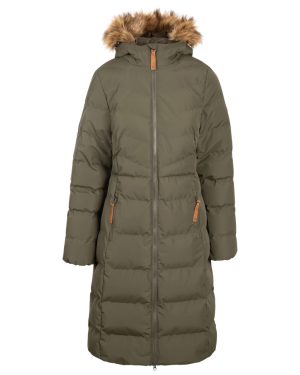(14, Dark Vine) Trespass Womens Padded Jacket Longer Length Audrey