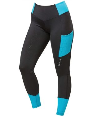 (18 UK, Aqua Blue) Dublin Womens/Ladies Power Performance Colour Block Horse Riding Tights