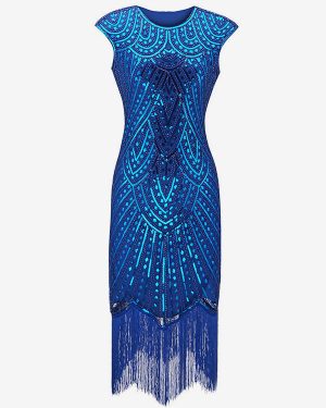 1920s Fashion Style Outfits Flapper Dress Fringe Sequin Party Dress