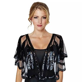 1920s Gatsby Sparkle Bolero Women's Wrap Shawls Vintage Sleeveless Sequins Wraps With Paillette For Party Wedding Guest Spring Summer Fall dress to impress 202