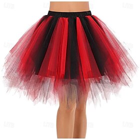 1950s Princess Above Knee Petticoat Hoop Skirt Tutu Under Skirt Ballet Dancer A-Line Women's Carnival Costume Performance Prom Pride Parade Adults' Skirt