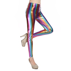 1980s High Waisted Shiny Latex Patent Leggings PU Leather Pencil Pants Disco Women's Carnival Masquerade Party Bachelorette Party Pride Parade Adults' Pants