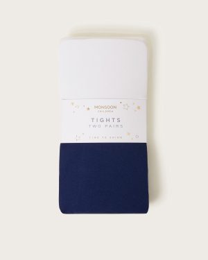 2-Pack Plain Tights Blue
