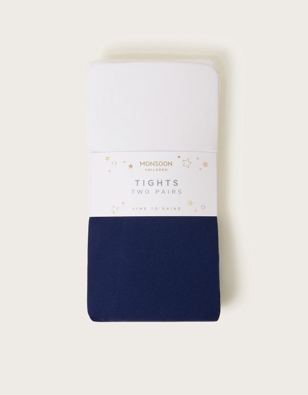 2-Pack Plain Tights Blue