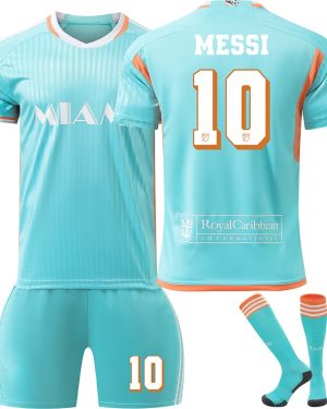 (22(120-130CM)) 24/25 Popular Green Soccer Activewear Print No.10 MESSI Fans Training Football Jerseys Kits