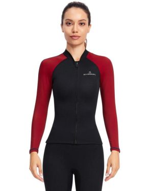 (2XL) 1.5mm Womens Neoprene Wetsuit Long Sleeve Dive Swim Scuba Diving Surf Suit Tops