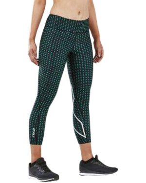 2XU Print Mid-Rise Comp 7/8 Tights Golf Green Urban Grid / White