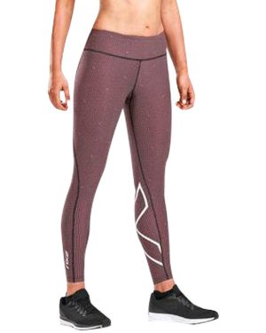 2XU Print Mid-Rise Comp Tights Brick Pink / White