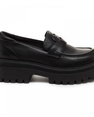 (3 (Adults')) Dandy | Black | Ladies Platform Loafers