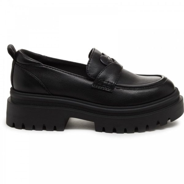 (3 (Adults')) Dandy | Black | Ladies Platform Loafers