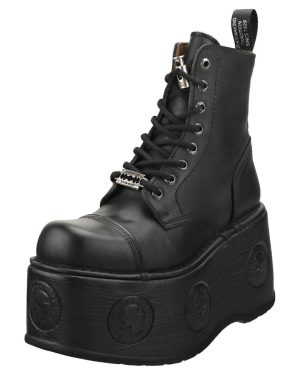 (3) New Rock Metallic M-newmili083-s28 Unisex Platform Boots