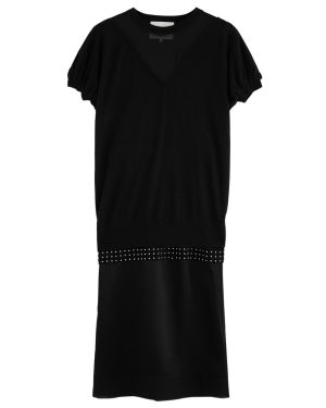 3.1 Phillip Lim Layered Satin and Knitted Midi Dress - Black - XS (UK6 /xs)
