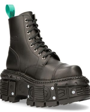 (36) NEW ROCK VEGAN Leather Black Platform Biker Shoes