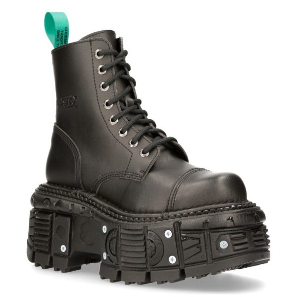 (36) NEW ROCK VEGAN Leather Black Platform Biker Shoes