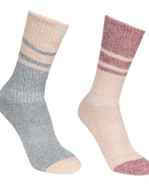 (3/6 UK, Spruce Green/Oatmeal) Trespass Womens/Ladies Hadley Hiking Boot Socks (2 Pairs)