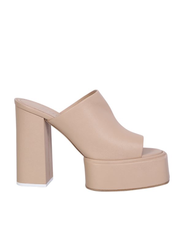 3JUIN Beige Suede Platform Mules