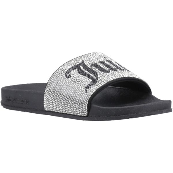 (4 UK, Silver) Juicy Couture Womens/Ladies Donna Diamante Sliders