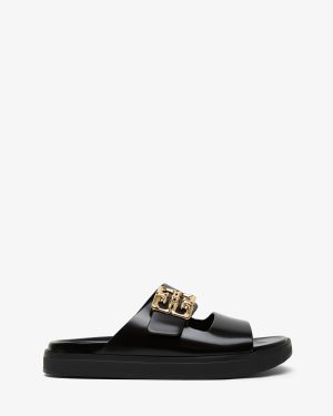 4G black flat sandals
