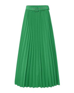 (4XL, green) Zanzea Women Casual Elastic Waist Loose Long Pleated Skirts