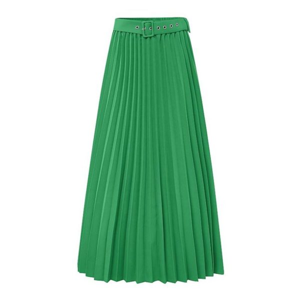 (4XL, green) Zanzea Women Casual Elastic Waist Loose Long Pleated Skirts