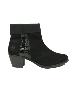 (5 (Adults')) Y2152-00 | Black Suede | Women's Heeled Ankle Boots