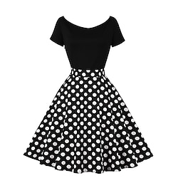 50s A-Line Dress Retro Vintage 1950s Swing Dress Flare Dress Women's Costume Vintage Cosplay Casual Daily Dress
