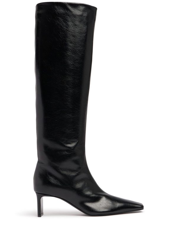 55mm Ona Glazed Leather Knee-high Boots