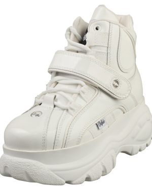 (6) Buffalo Calf Leather Patent Womens Platform Boots in White