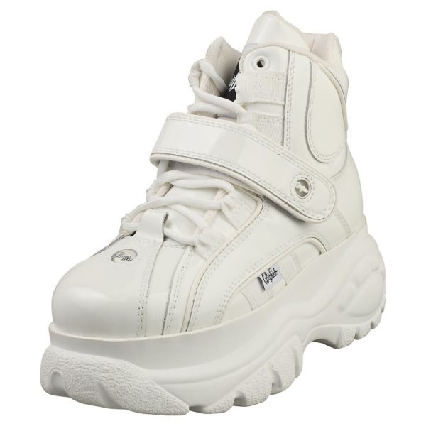 (6) Buffalo Calf Leather Patent Womens Platform Boots in White