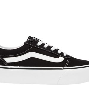(6 UK, Black/White) Vans Womens Ward Platform Chunky Canvas Trainers Sneakers Shoes