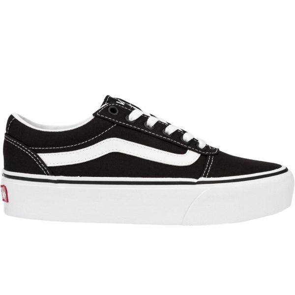 (6 UK, Black/White) Vans Womens Ward Platform Chunky Canvas Trainers Sneakers Shoes