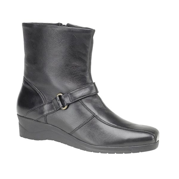 (6 UK) Mod Comfy Womens Boot Wedge Strap Black
