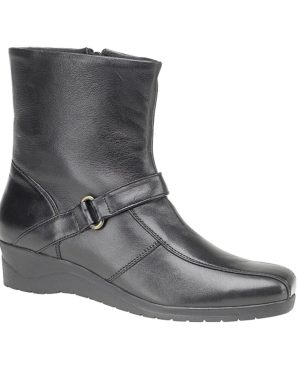 (6 UK) Mod Comfy Womens Boot Wedge Strap Black
