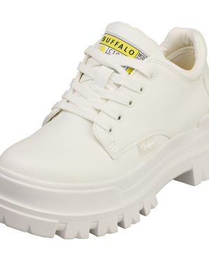 (6.5) Buffalo Aspha Cls Vegan Womens Platform Boots in White