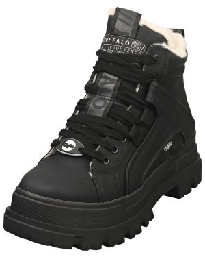 (6.5) Buffalo Aspha Nc Mid Warm Vegan Womens Ankle Boots in Black