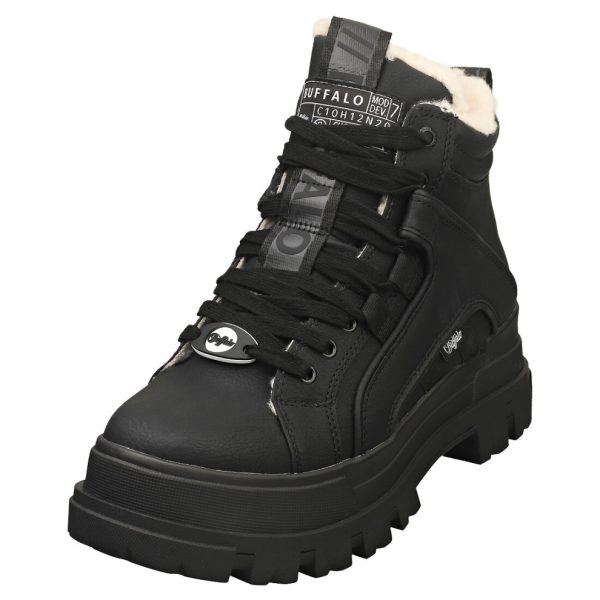 (6.5) Buffalo Aspha Nc Mid Warm Vegan Womens Ankle Boots in Black