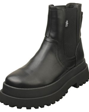 (6.5) Buffalo Pluto Vegan Womens Chelsea Boots in Black