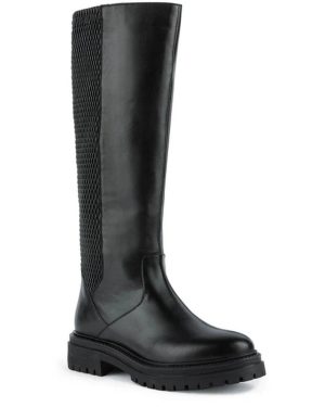 (7 UK, Black) Geox Womens/Ladies D Iridea J Leather Knee-High Boots