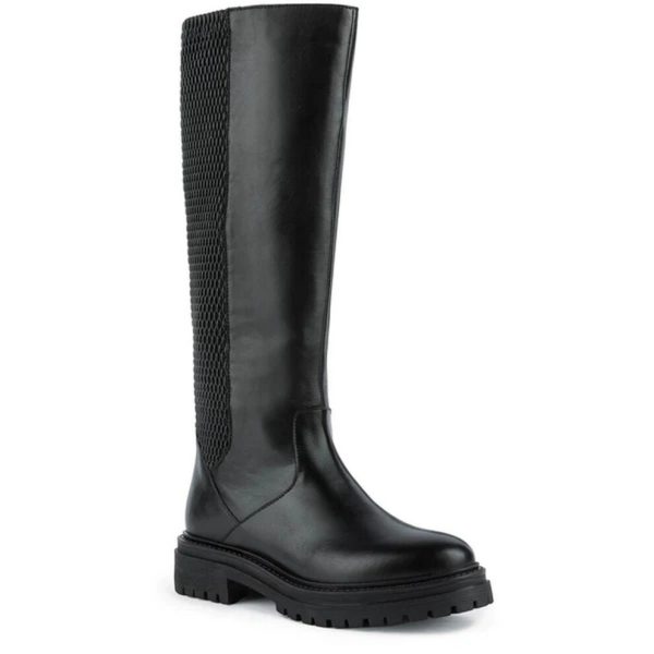 (7 UK, Black) Geox Womens/Ladies D Iridea J Leather Knee-High Boots