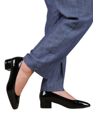 (7 UK Wide, Black) Where's That From Womens/Ladies Square Toe Wide Low Block Heel Court Shoes